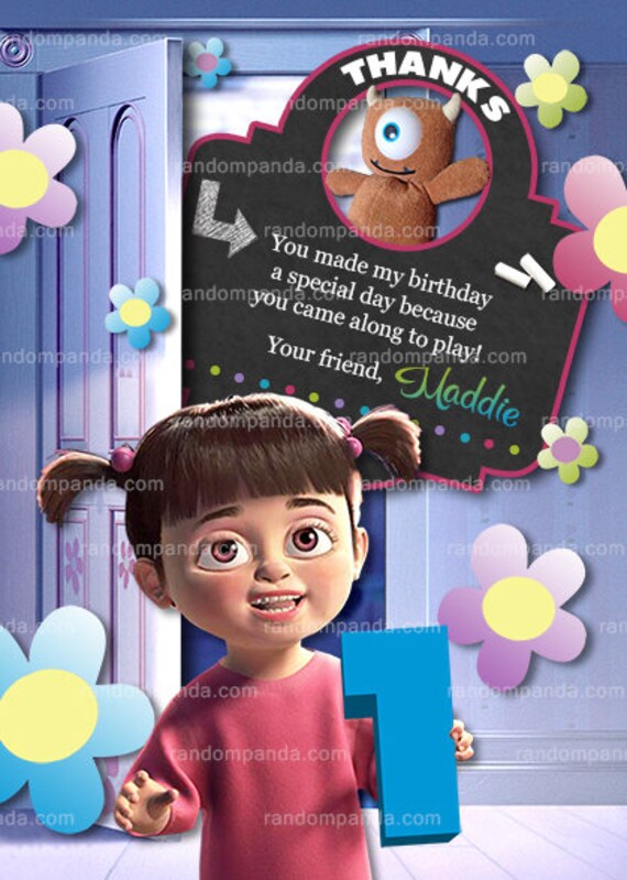 Monsters Inc Thank you Card, Boo Party, Monsters Inc Birthday Thanks Note Il_570xn