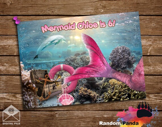 Digital Delivery, Mermaid Poster, Under The Sea Party Backdrop Il_570xn