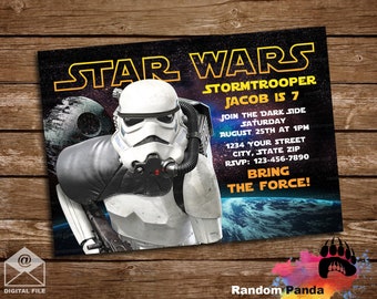 Digital Delivery, Stormtrooper Party Invitation, Star Wars Birthday Invite