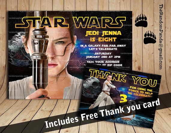 Star Wars Invitation, Rey Party, Force Awakens Birthday Invite Il_570xn