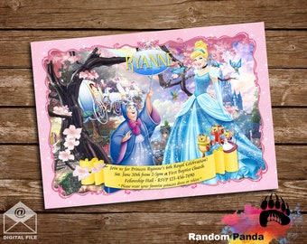 DIGITAL FILE, Cinderella Invitation, Pink Princess Party, Cinderella Birthday Invite