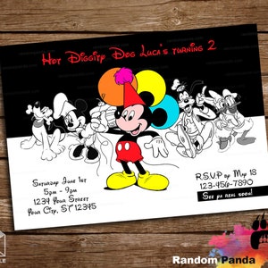 Digital Delivery, Mickey Mouse Invitation, Mickey and Friends Birthday Party invite