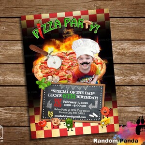 Digital Delivery, Funny Pizza Party Invitation, Pepperoni Pizza Birthday Invite