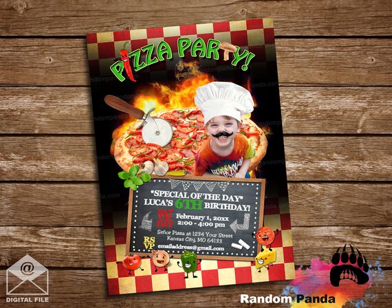 Digital Delivery, Funny Pizza Party Invitation, Pepperoni Pizza Birthday Invite Il_570xn