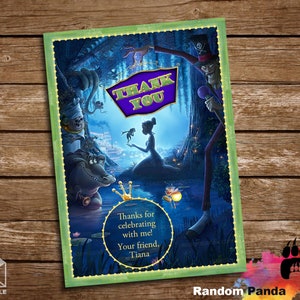 Digital Delivery, Princess and the Frog Thank You Card, Princess Tiana Party Thank You Note