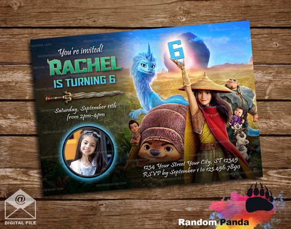 Digital Delivery, Raya and The Last Dragon Party Invitation, Raya Birthday Invite Il_570xn