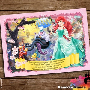 DIGITAL FILE, Little Mermaid Invitation, Princess Ariel Bday Party, Lil Mermaid Birthday Invite