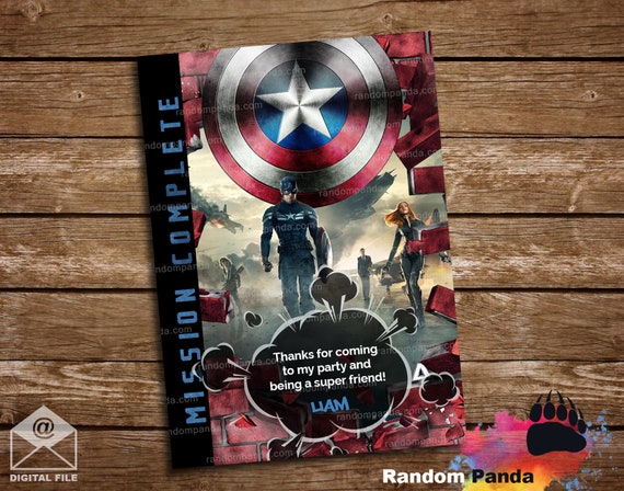 Digital Delivery, Captain America Thank You Card, Superhero Party, Marvels Steve Rogers Thanks Note Il_570xn