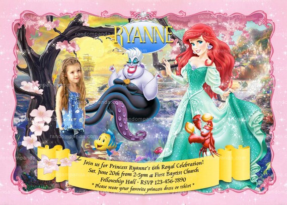 Digital Delivery, Personalize Little Mermaid Invitation, Princess Ariel Party, Lil Mermaid Birthday Invite Il_570xn