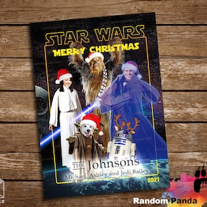 Livraison numérique Carte de Noël Star Wars, L'être cher, fantôme Jedi, carte Chewbacca pour les fêtes
