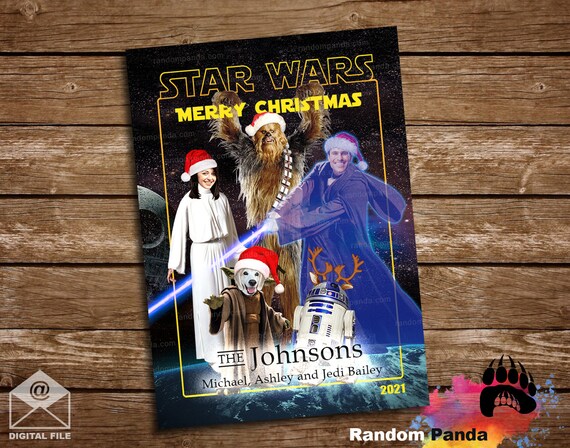 Digital Delivery Star Wars Lost Loved One Christmas Card, Jedi Ghost, Chewbacca Holiday Card Il_570xn