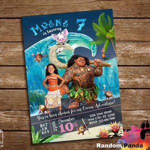 Digitale Lieferung, lustige Moana-Kostüm-Party-Einladung, Maui-Geburtstags-Party einladen