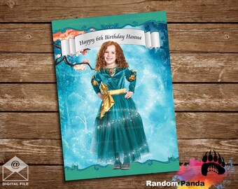 FICHIER NUMÉRIQUE, Personnalisez l'affiche de la princesse Merida Bday, Brave Costume Party Banner