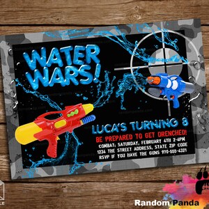 Digital Delivery, Water Wars invitation, Splash Party, Water Squirt Gun Invite image 1