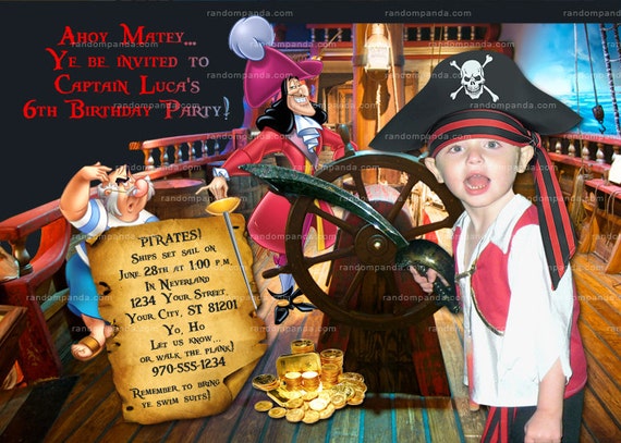 Personalize Pirate Party Invitation, On Pirate Ship Invite, Hook Party Invitation Il_570xn