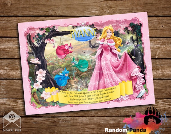 Digital Delivery, Sleeping Beauty Invitation, Princess Aurora Birthday Party Invite Il_570xn
