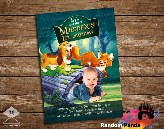 Digital Delivery, Personalize Fox and the Hound Invitation, Fox Birthday Party Invite Il_570xn