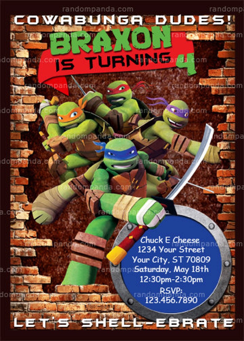 Printable Teenage Mutant Ninja Turtles Invitation Tmnt Party Etsy