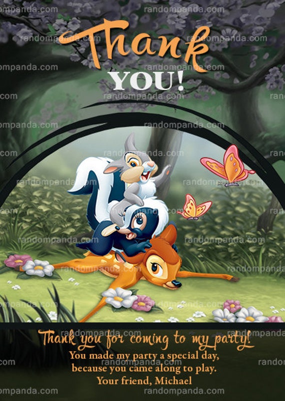 Digital Delivery, Bambi and Thumper Thank You Card, Bambi Party Thanks Note Il_570xn