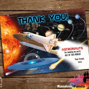 Digital Delivery, Out Of This World Party, Astronaut Thank you Card, UFO Thank you Note