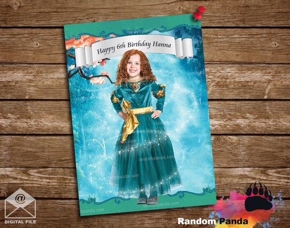 Digital Delivery, Personalize BE Princess Merida Poster, Brave Party Backdrop Il_570xn