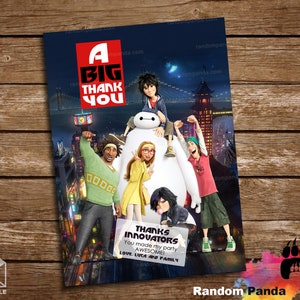Digitale Lieferung, Big Hero 6 Dankeschön Karte, Big Hero 6 Party, Big Hero 6 Geburtstag Dankeschön Notiz