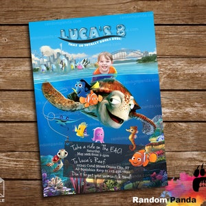 Digital Delivery, Finding Nemo Invitation, Riding Sea Turtle Party, Funny Dory Invite