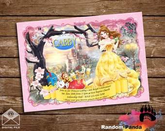 DIGITAL FILE, Belle Invitation, Princess Bday Party, Princess Belle Birthday Invite