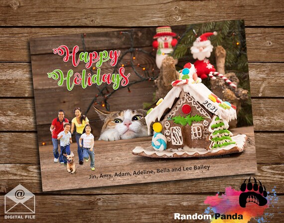 Digital Delivery Funny Gingerbread House Christmas Card, Running from Family Il_570xn