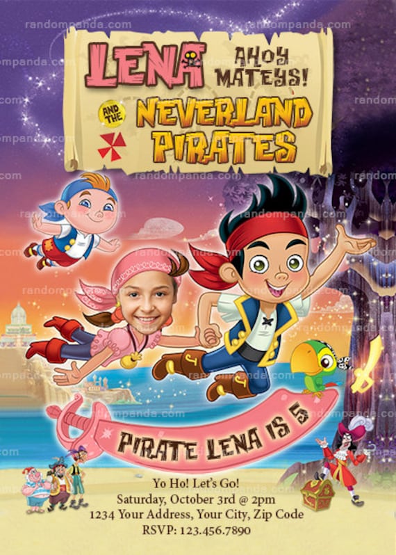 Personalize Jake and the Neverland Pirates Invitation, Pirate Izzy Birthday Invite Il_570xn