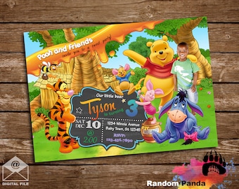 Digital Delivery, Funny Winnie and the Pooh Invitation, Tigger Birthday Party Invite