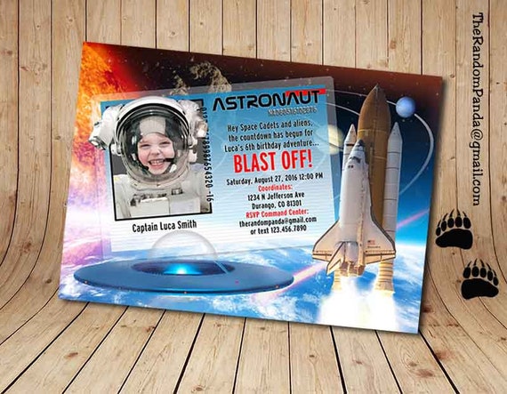 Out Of This World Party Invite, Astronaut Invitation, Add Space Helmet Il_570xn