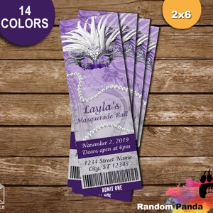 Digital Delivery, Masquerade Ball Ticket, Sweet 16 Party, Quinceañera Invitation