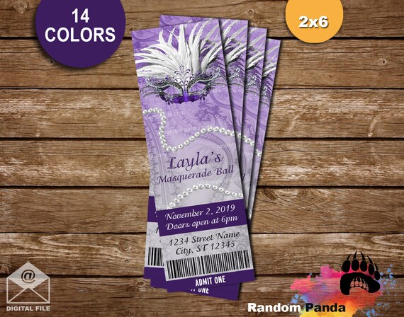 Digital Delivery, Masquerade Ball Ticket, Sweet 16 Party, Quinceañera Invitation Il_570xn