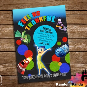 ARCHIVO DIGITAL, Tarjeta de agradecimiento de adentro hacia afuera, fiesta de alegría, nota de agradecimiento de cumpleaños de adentro hacia afuera