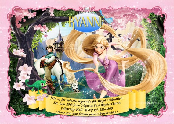 Printable Rapunzel Invitation, Disney Princess Tangled Party, Rapunzel Invite Il_570xn