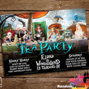 DIGITAL FILE, Alice in Wonderland Movie Bday Invitation, Tea Party Birthday Invite