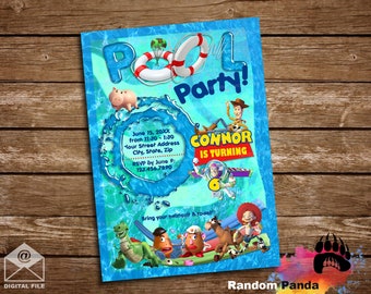 DIGITAAL BESTAND, uitnodiging Toy Story Pool Party, Buzz Lightyear Beach of Lake Swimming uitnodiging