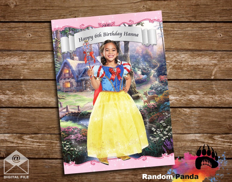 DIGITAL FILE, Snow White Costume Party Bday Poster, Snow White Birthday Backdrop Banner image 1