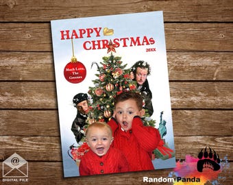 Digital Delivery  Personalize Funny Home Alone Christmas Card with Original Burglars