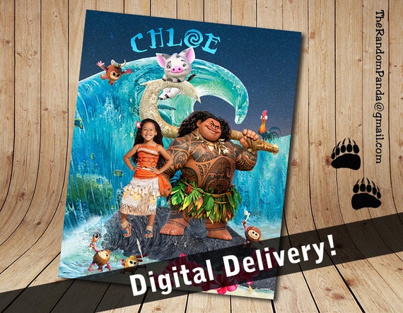 Personalize Kids Poster, BE Moana Poster, Moana and Maui Party Wall Art Il_570xn