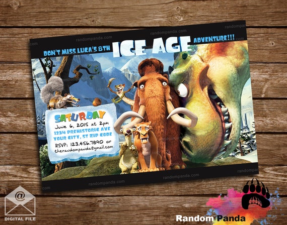 Digital Delivery, Ice Age Invitation, Jurassic Dinosaur Party, Ice Age Invite Il_570xn