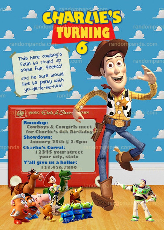 Toy Story Invitation Woody Cowboy Roundup Party Invite By Random