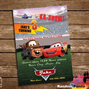 Digital Delivery, Cars Birthday Invitation, Mater Party, Lightning McQueen Bday Invite