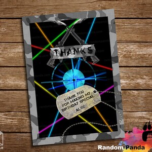Digital Delivery, Laser Tag Thank You Card, Laser Tag War Thanks Note