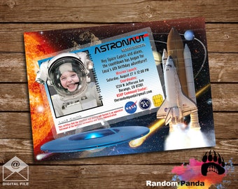 Digital Delivery, Out Of This World Party Invite, Astronaut Invitation, Add Space Helmet