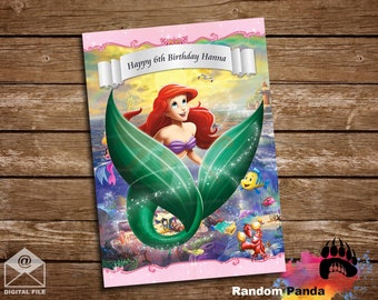 DIGITAL FILE, Princess Ariel Bday Party Poster, Little Mermaid Birthday Backdrop Banner