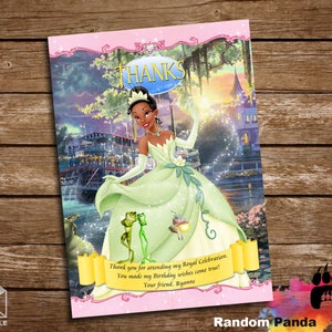 Digital Delivery, Princess and the Frog Thank You Card, Princess Tiana Party, Princess Frog Thank You Note