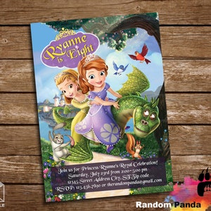 Digital Delivery, Sofia the First Birthday Invitation, Princess Sofia Dragon Party Invite