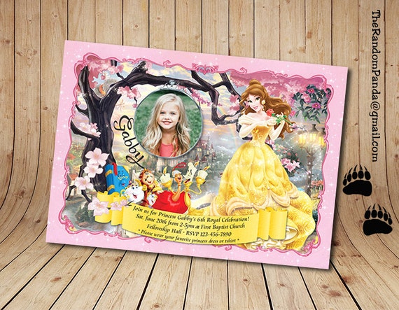 Digital Delivery, Personalize Belle Invitation, Disney Princess Party, Princess Belle Invite Il_570xn